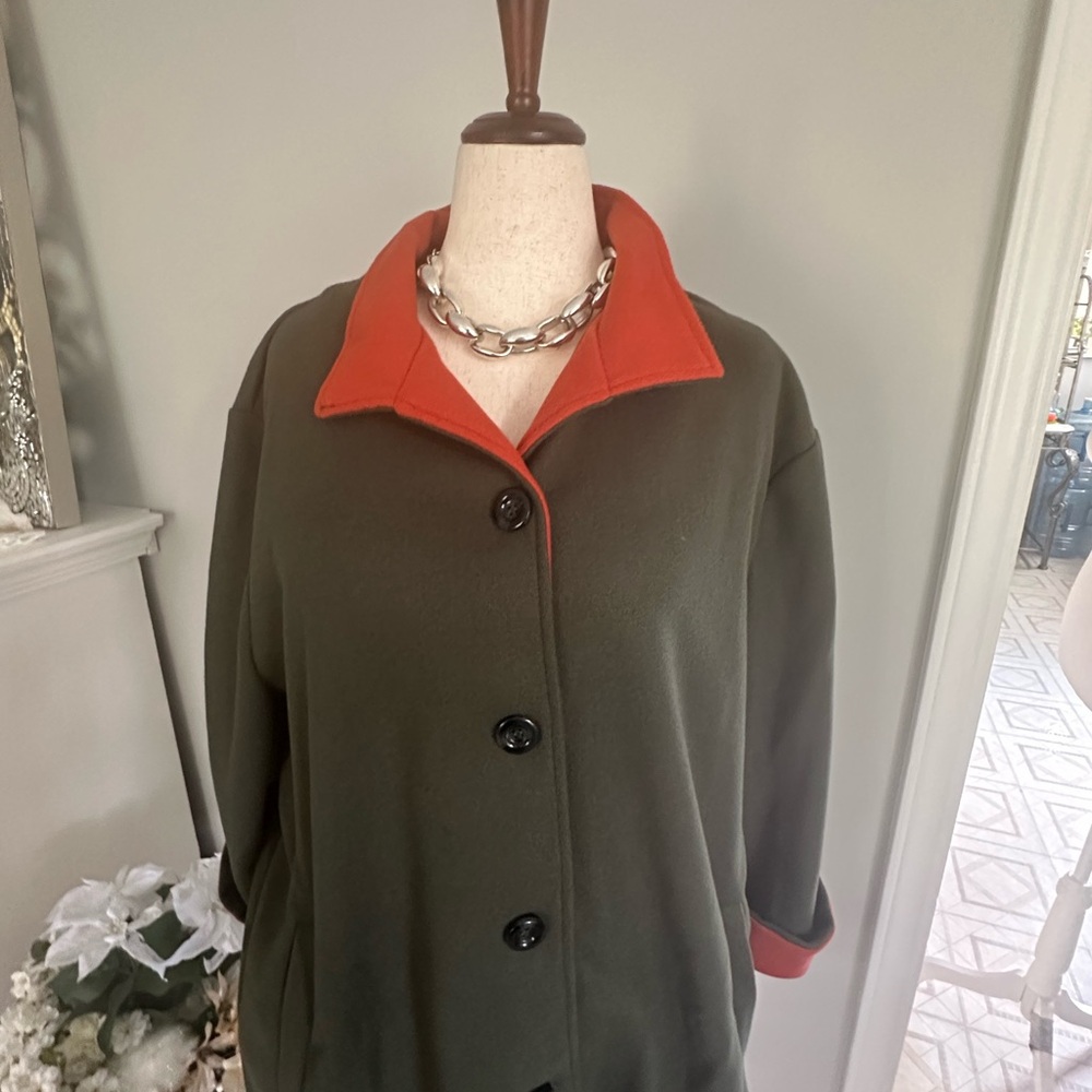 Lucky Brand Olive and Orange Pea Coat